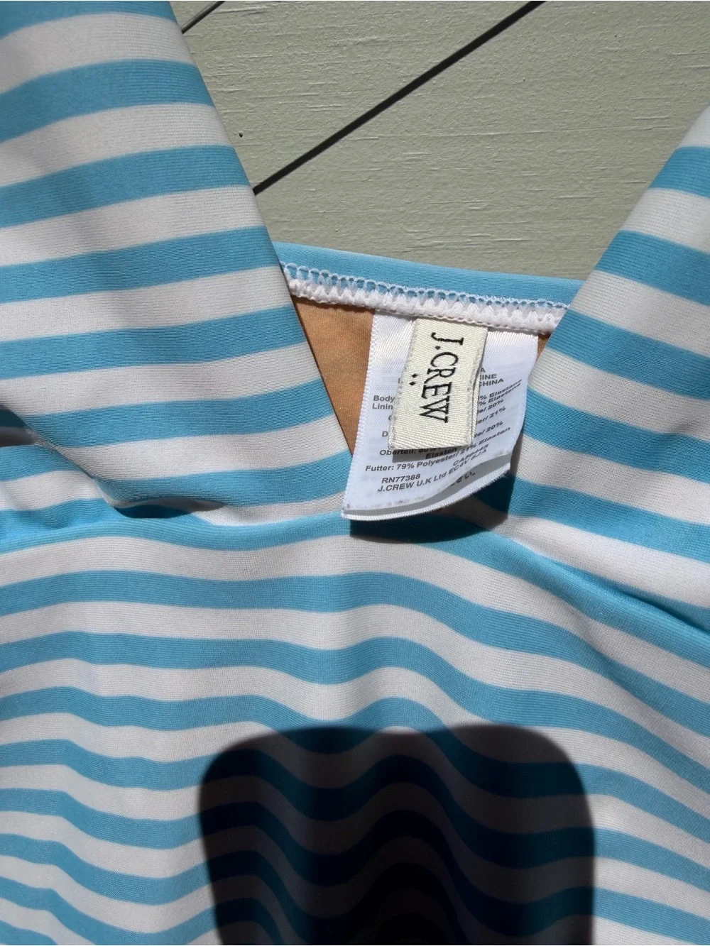 J. Crew Light Blue & White Striped Women's One-Piece Swimsuit
